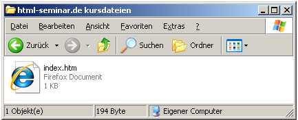 Icon im Explorer bei Standardbrowser Internet Explorer