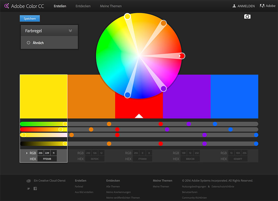 Adobe Color CC zur harmonischen Farbauswahl