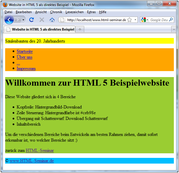 Design mit HTML5 und Firefox 3.5 und display: block