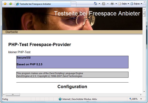 kostenlosen Webspace bei Funpic - PHP Version 5
