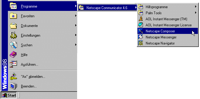 Netscape Composer starten