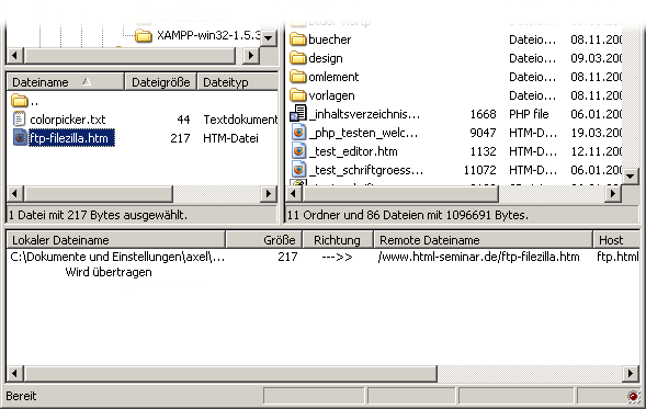 Doppelklick zum Übertragen per FTP Doppelklick zum Übertragen per FTP