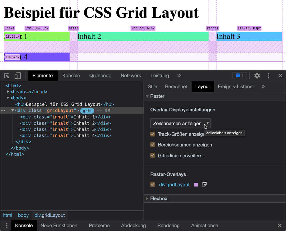 Grid mit Zeilennamen