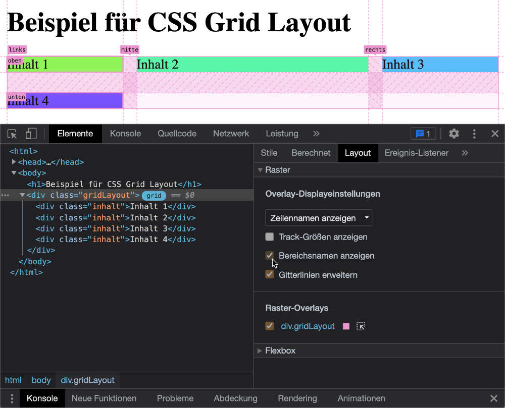 Grid mit Bereichsnamen nutzen