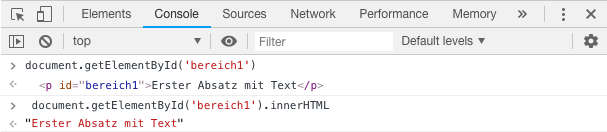 DOM Zugriff über document.getElementById und innerHTML