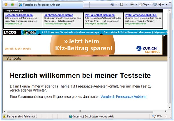 kostenlosen Webspace bei Lycos Tripod - überdeckende Werbung kostenlosen Webspace bei Lycos Tripod - überdeckende Werbung