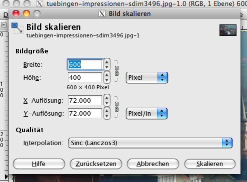 Bildgröße über GIMP ändern - Schritt 2 Bildgröße über GIMP ändern - Schritt 2