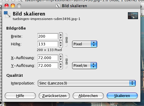 Bildgröße über GIMP ändern - Schritt 3 Bildgröße über GIMP ändern - Schritt 3