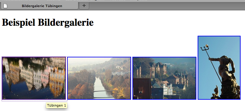 Browser-Ansicht der Miniaturbilder mit Verlinkung Browser-Ansicht der Miniaturbilder mit Verlinkung