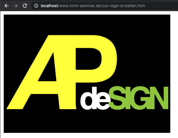 Textlogo AP Design gelb-grün